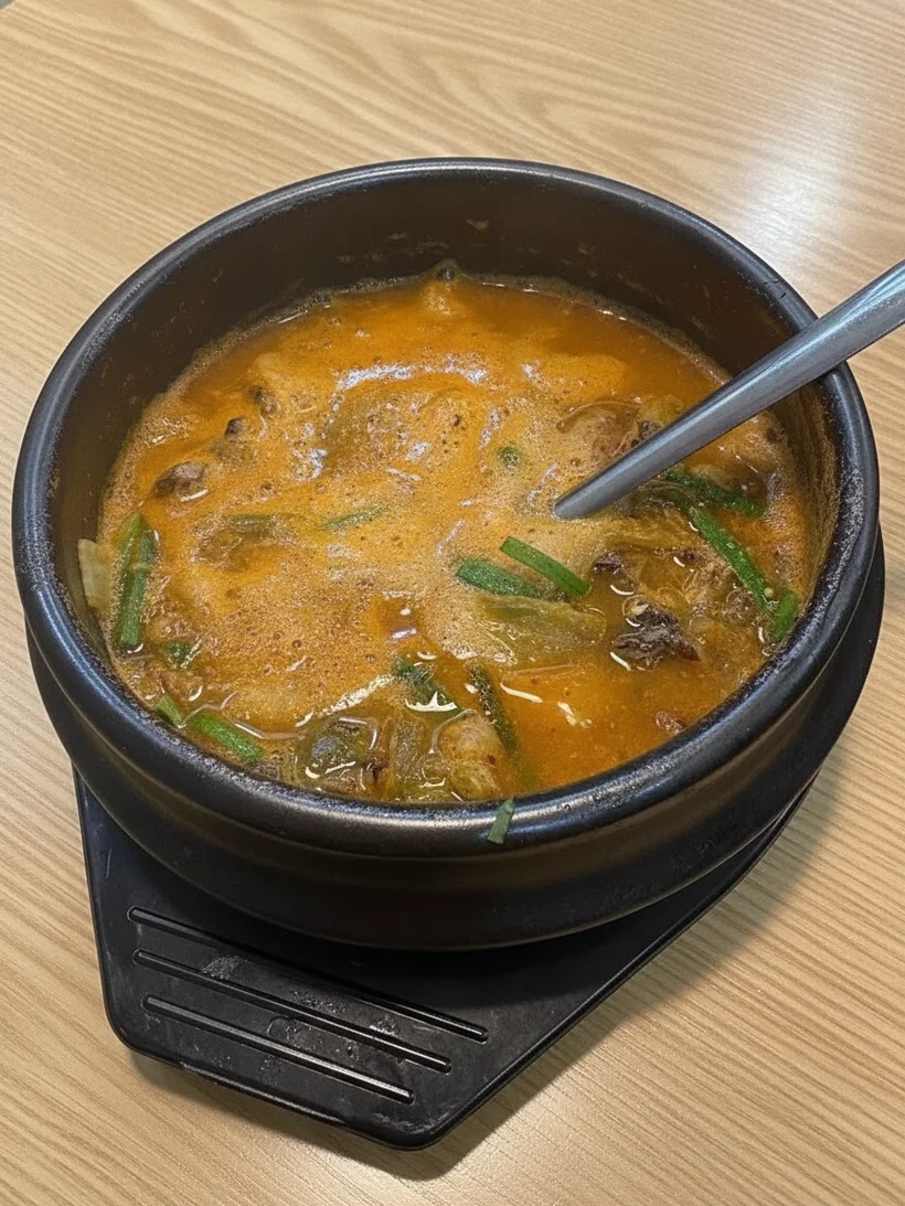 Canh kimchi nấu lươn kiểu Hàn trong nồi đá