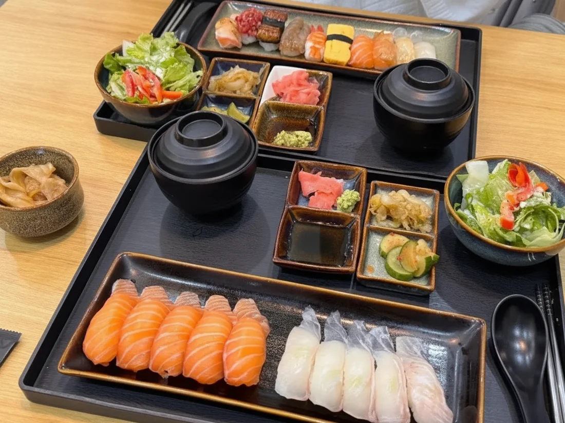 Set sushi và sashimi cá hồi